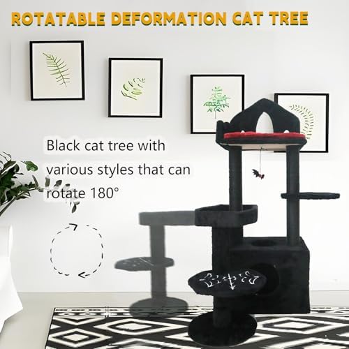 Gothic Cat Tree with Coffin Bed, Cat Tower with Scratching Post, Goth Cat Tower - Image 4