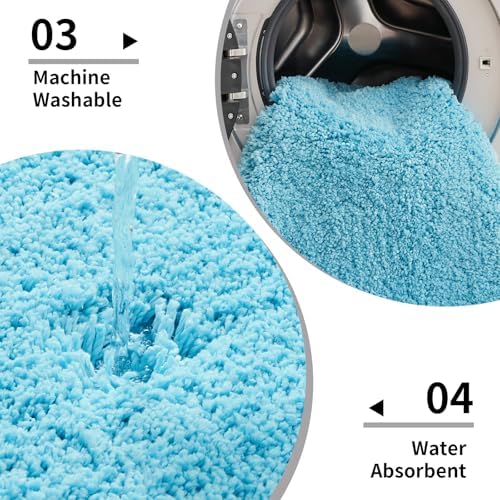 Disolla Teal Bathroom Rugs 24x48, Non-Slip Plush Thick Bath Mat - Image 5