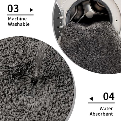 Disolla Dark Grey Bathroom Rugs 20x32, Non-Slip Plush Thick Bath Mat - Image 5