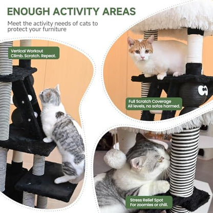 49.2in Multi Level Cat Tree Tower Sisal Scratching Post Condo Hammock - Image 3