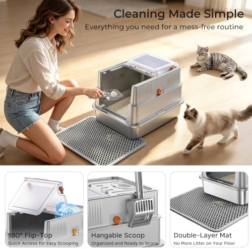 URPOWER Small Stainless Steel Cat Litter Box - Image 6