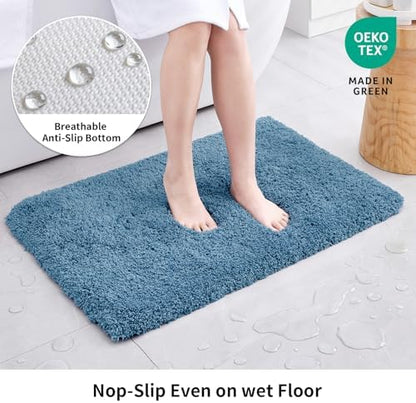 Disolla Blue Bathroom Runner Rug 24x70, Plush Extra Large Bath Mat - Image 3