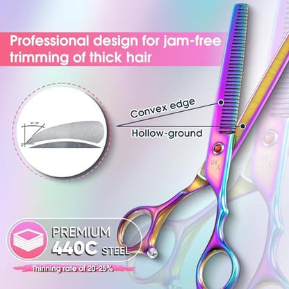 DRGSKL Rainbow Thin Tooth Dog Thinning Shears, Offset Pet Grooming Scissors - Image 5