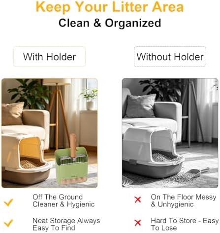 Cat Litter Scoop with Holder, Heavy Duty Stainless Steel Kitty Scooper - Image 5