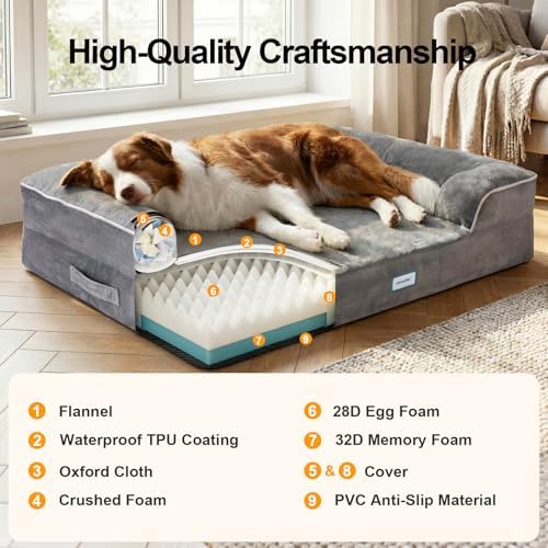 OhGeni Orthopedic Medium Large Dog Bed Sofa, Memory Foam - Image 3