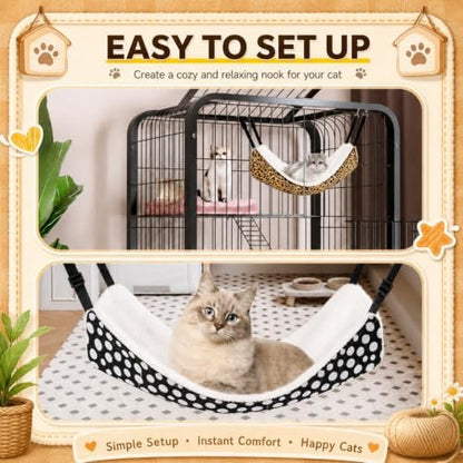 Jetec 2 Pack Cat Hammock for Cage, Leopard and Dot - Image 5