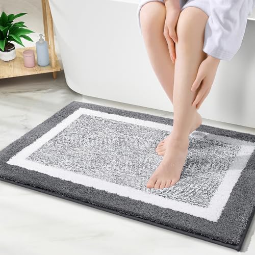 OLANLY Bathroom Rugs 36x24, Soft Absorbent Microfiber Bath Rugs, Dark Grey by OLANLY