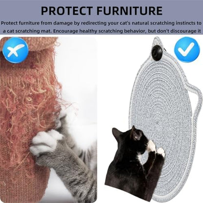 Cat Scratcher Mat 16.9'' Round Natural Cotton Rope Double-Sided - Image 6