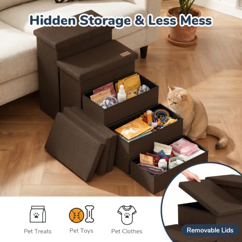 5-Step Wide Dog Stairs with Storage 23" H, Non-Slip Sturdy Pet Steps - Image 4