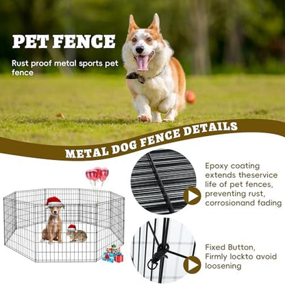 Black Epoxy Dog Exercise Pen – 8-Panel Foldable Metal Playpen - Image 2