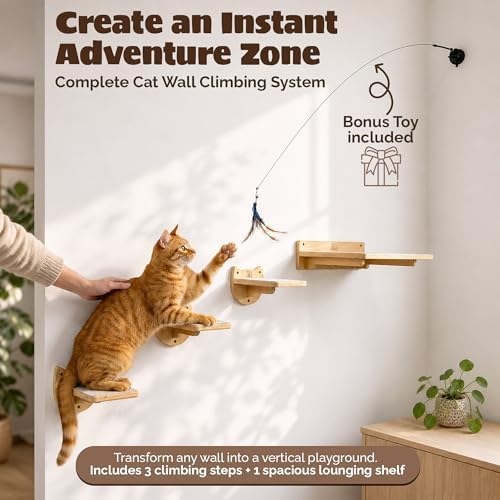 Snuggle & Play Cat Wall Shelves & Climbing System – Modern Furniture Set - Image 2