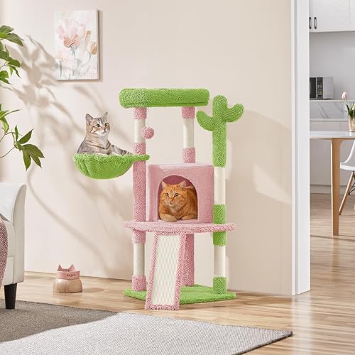 Yaheetech 42in Pink Cactus Cat Tree Tower - Image 2