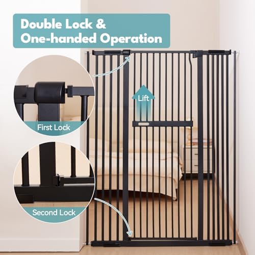 No Pawblems 55.1" Extra Tall Pet Gate, 29.9"-44.4" Wide Cat/Dog Gate - Image 5