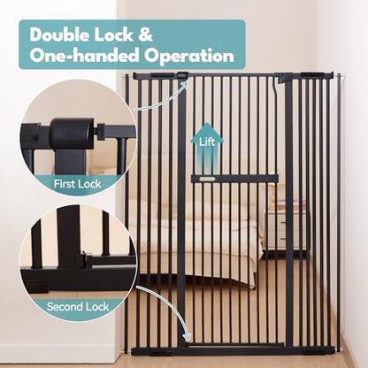 No Pawblems 55.1" Extra Tall Pet Gate, 29.9"-44.4" Wide Cat/Dog Gate - Image 5