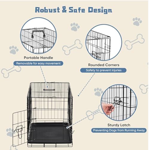DUMOS Dog Crate, 30 Inch Small Medium Single Door Folding Dog Cage - Image 3