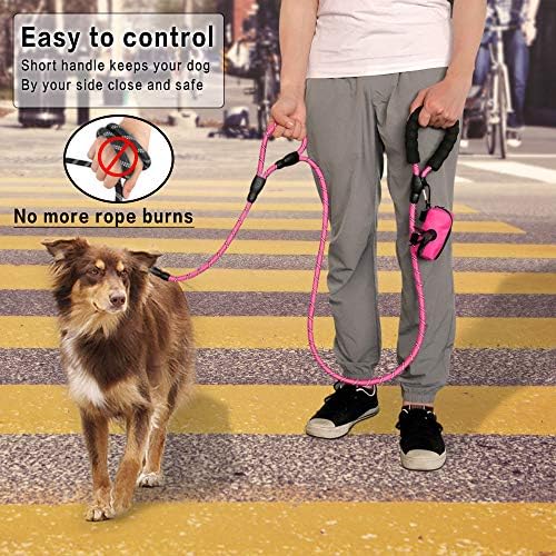 Rope Dog Leash 6ft Long, Traffic Padded Two Handle, Heavy Duty, Reflective - Image 3