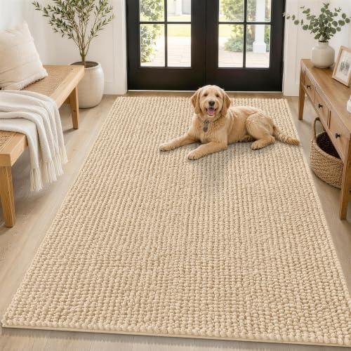 Smiry Dog Door Mat for Muddy Paws 59x35, Ultra Absorbent Chenille Doormat by Smiry