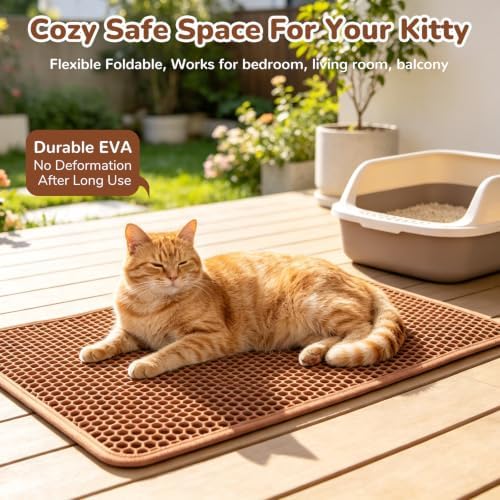 Cat Litter Mat 24"x15", Double Layer Waterproof Litterbox Mat - Image 3
