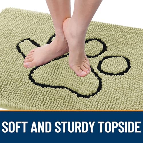 OLANLY Dog Door Mat for Muddy Paws 30x20, Paw Print Design Chenille Mud Mat - Image 4