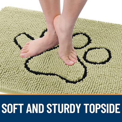 OLANLY Dog Door Mat for Muddy Paws 30x20, Paw Print Design Chenille Mud Mat - Image 4