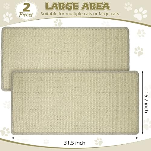 Riakrum 2 Pack Large Cat Scratch Pad Sisal Mat 32 x 16 Inches - Image 2
