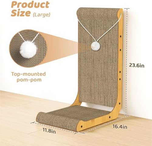 2-Pack Cat Scratching Board, 25.6'' Tall L-Shaped Cardboard Cat Scratcher - Image 3