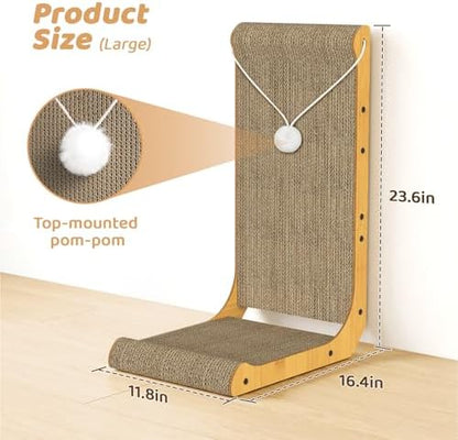 2-Pack Cat Scratching Board, 25.6'' Tall L-Shaped Cardboard Cat Scratcher - Image 3