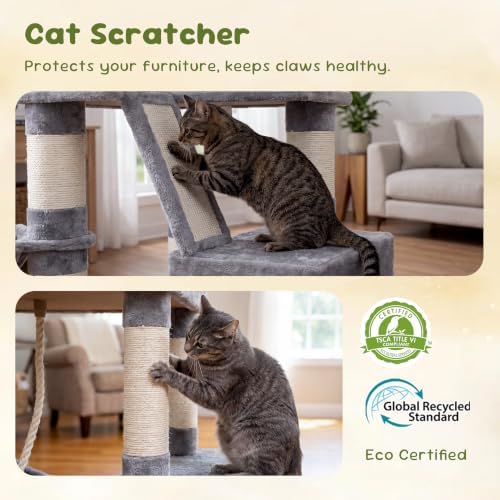 Heybly Cat Tree, 68 inch Multi-Level Cat Tower - Image 4
