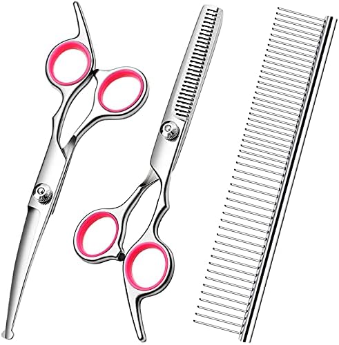 Dog Grooming Scissors Kit, Premium Stainless Steel Dog Shears by FAIGEO
