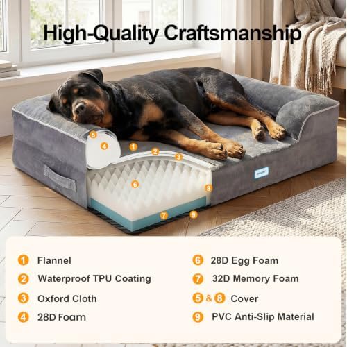 OhGeni Orthopedic Extra Large Dog Bed Couch, Memory Foam - Image 3