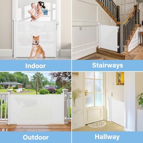 PRObebi Retractable Baby & Dog Gates | Extends to 72" Wide 34" Tall | White - Image 6