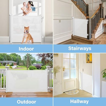 PRObebi Retractable Baby & Dog Gates | Extends to 72" Wide 34" Tall | White - Image 6