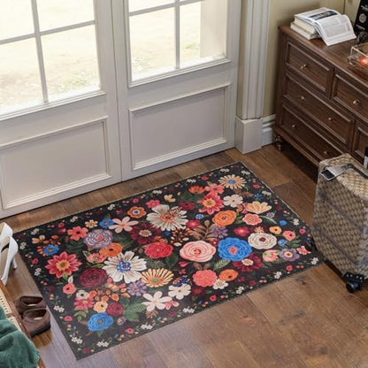 Black Washable 2x3 Entry Rug, Small Rugs - Image 5