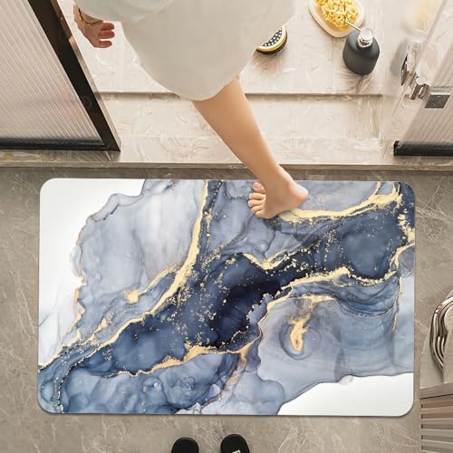 Bath Mat Rug, Gilt Marble Non Slip Quick Dry Super Absorbent Thin Bathroom Rugs - Image 7