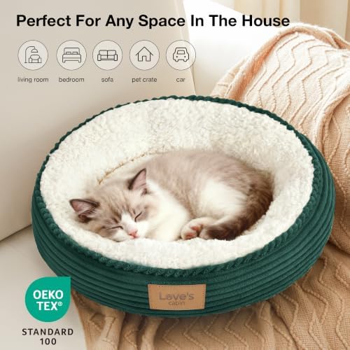 Love's cabin Round Donut Cat and Dog Cushion Bed, 20in Pet Bed - Image 6