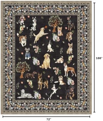 Black Floral Area Rug 6x9 for Living Room Bedroom - Image 2