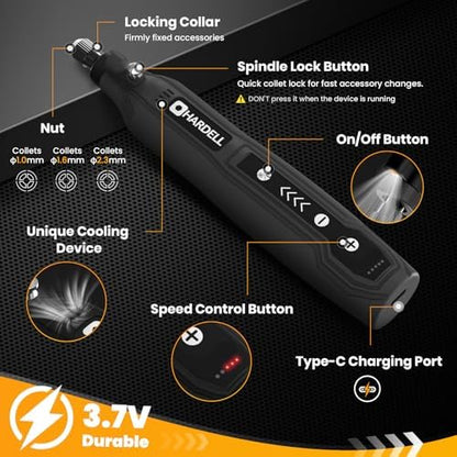 HARDELL Mini Cordless Rotary Tool Kit, 5-Speed - Image 2