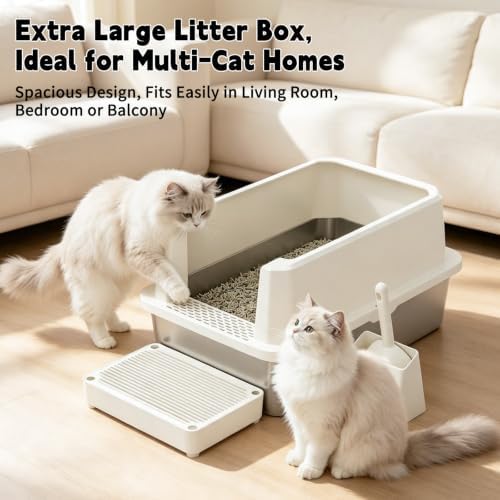 RIZZARI Stainless Litter Box Semi-Closed: Odorless, Easy Clean - Image 6