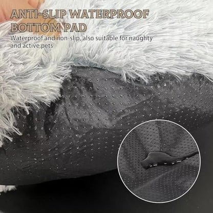 Cat Bed Round Fluffy Hooded Cat Bed Cave, Anti-Anxiety Cave Bed - Image 5