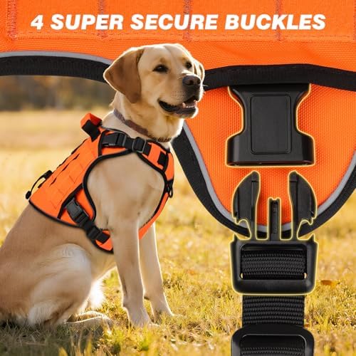 Orange Tactical Dog Harness for Extra Large Dogs, No Pull Dog Harness - Image 4