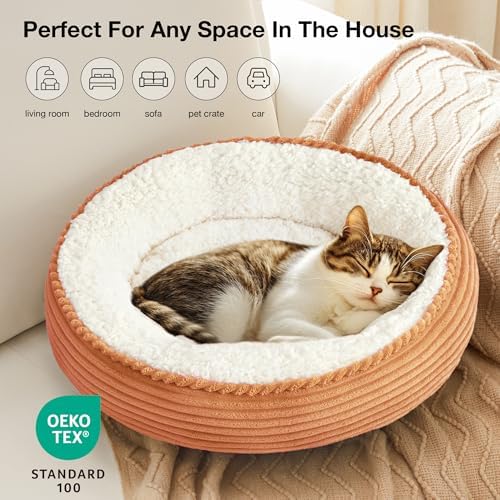 Love's cabin Round Donut Cat and Dog Cushion Bed, 20in Pet Bed - Image 4