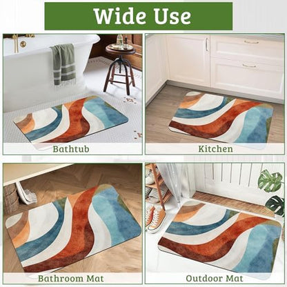 Colorful Waves Bathroom Rugs Mat Non Slip Washable Quick Dry Absorbent Thin - Image 7