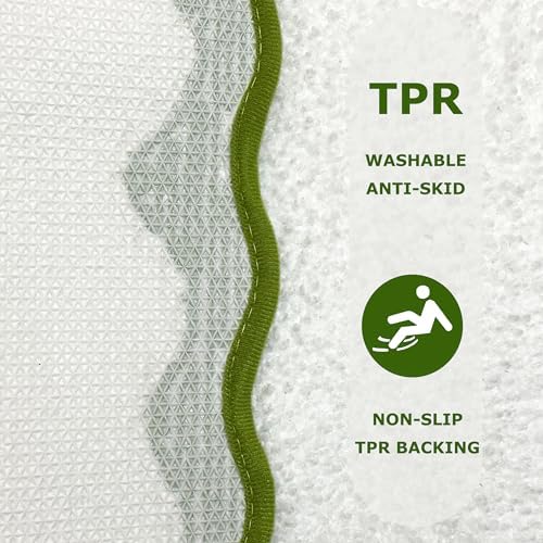 Cute Green Scalloped Bathroom Mat, Fun Plush Luxury Microfiber Bath Rug - Image 7