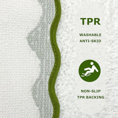 Cute Green Scalloped Bathroom Mat, Fun Plush Luxury Microfiber Bath Rug - Image 7