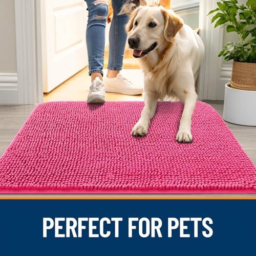 OLANLY Dog Door Mat for Muddy Paws 47x20, Super Absorbent Chenille Mud Mat - Image 6