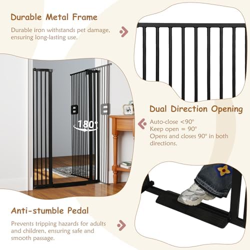 55'' Extra Tall Cat Gate, 34.2"-38.2" Wide Auto Close Tall Pet Gate - Image 4