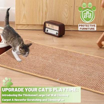 Uranshin Natural Sisal Cat Wall Climbing Carpet, Wall Scratcher Mat Pad - Image 4