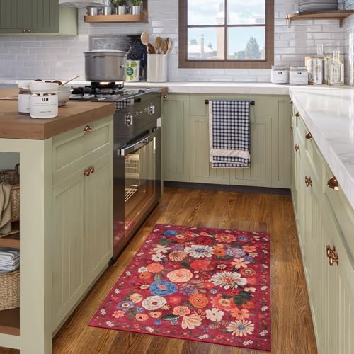 Red Washable 2x3 Entry Rug, Small Rugs - Image 3