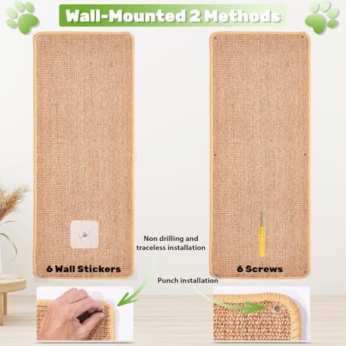 Uranshin Natural Sisal Cat Wall Climbing Carpet, Wall Scratcher Mat Pad - Image 7