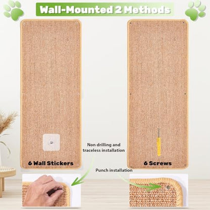 Uranshin Natural Sisal Cat Wall Climbing Carpet, Wall Scratcher Mat Pad - Image 7